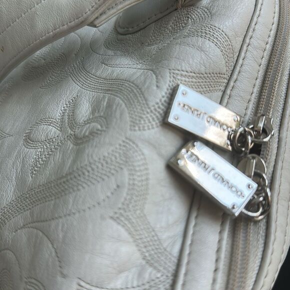 Donald J Pliner Genuine Leather Shoulder Purse Stitched Design Elegant Tote - Picture 11 of 13